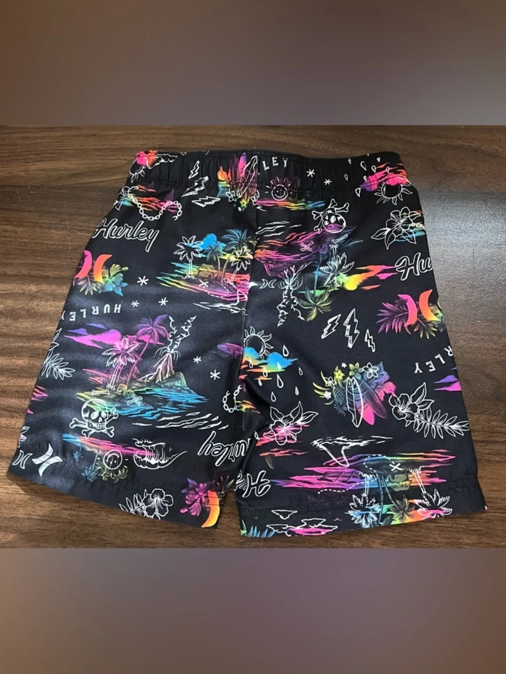 Hurley Black Swim Shorts with Neon Tropical Print